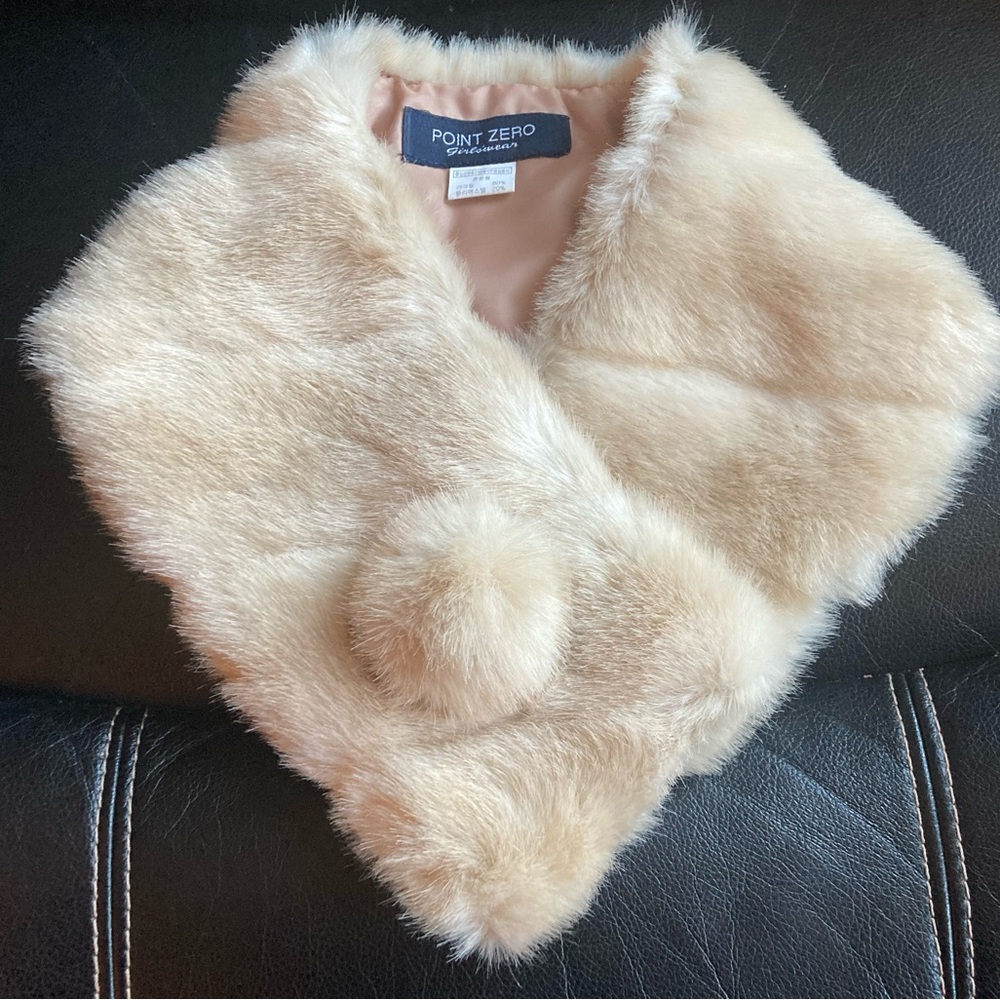 Point Zero Beige Faux Fur Mink Wrap/Collar